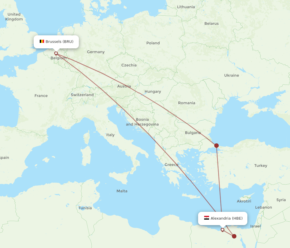BRU-HBE flight routes
