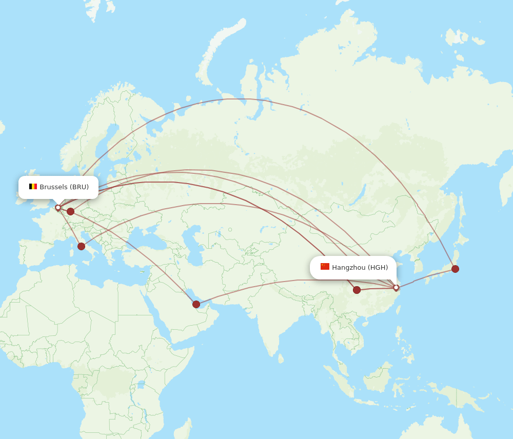 BRU-HGH flight routes