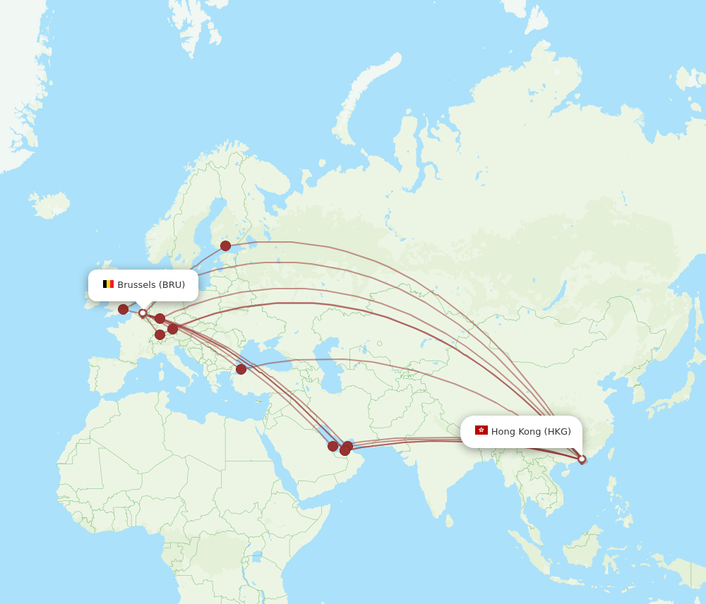 BRU-HKG flight routes