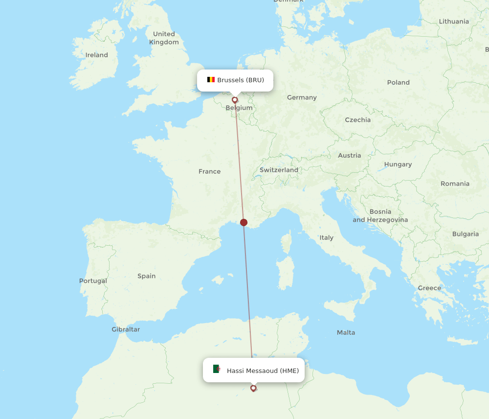 BRU-HME flight routes