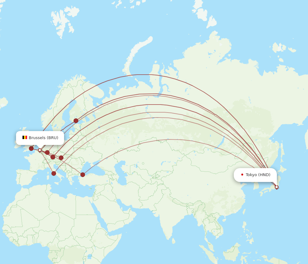 BRU-HND flight routes