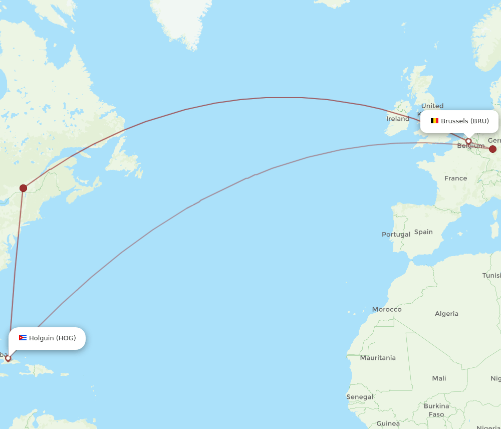 BRU-HOG flight routes