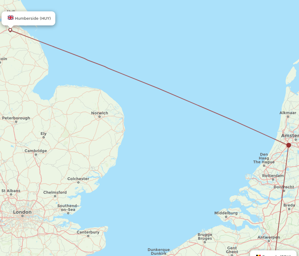 BRU-HUY flight routes