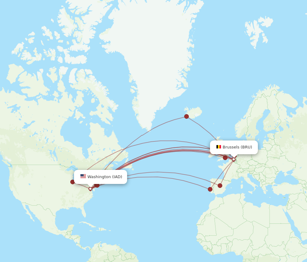 BRU-IAD flight routes
