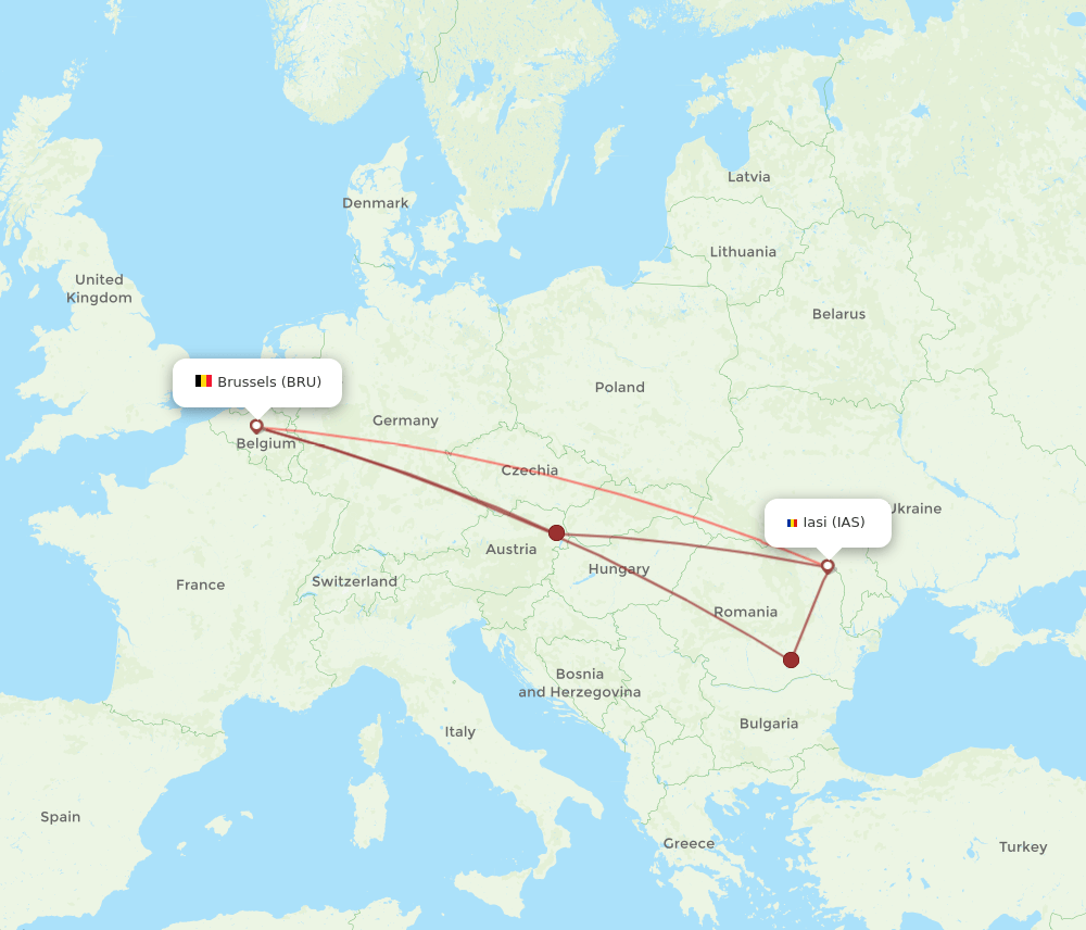 BRU-IAS flight routes