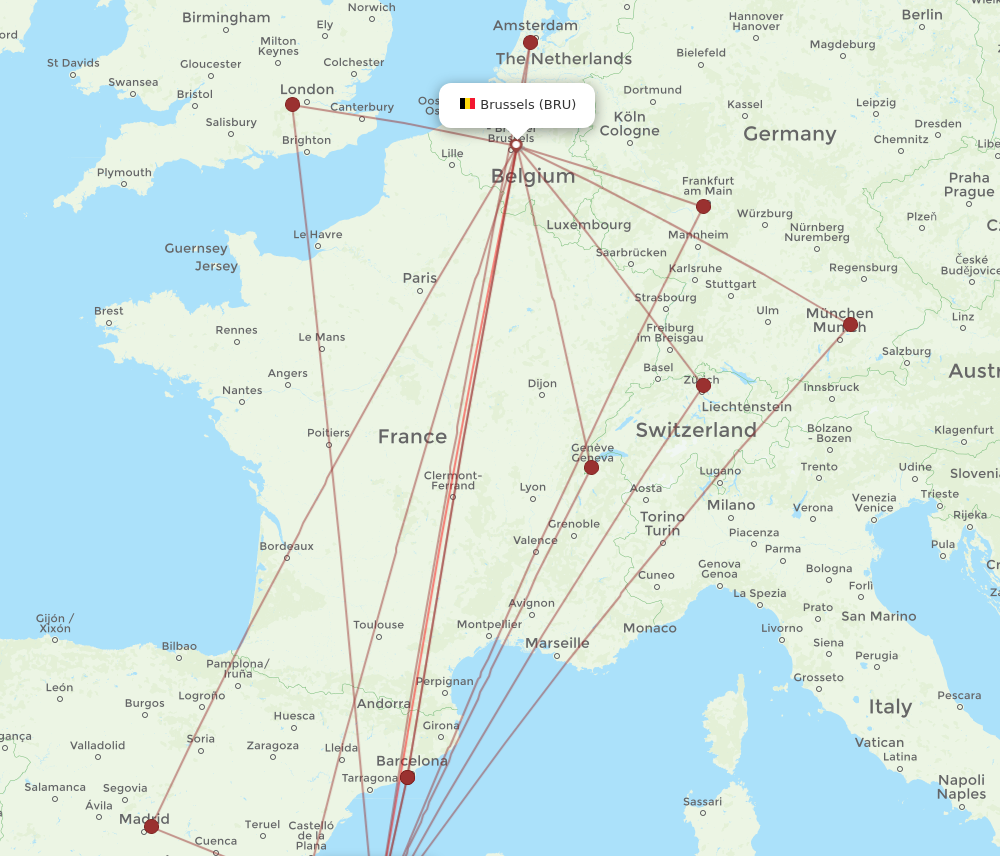 BRU to IBZ flights and routes map