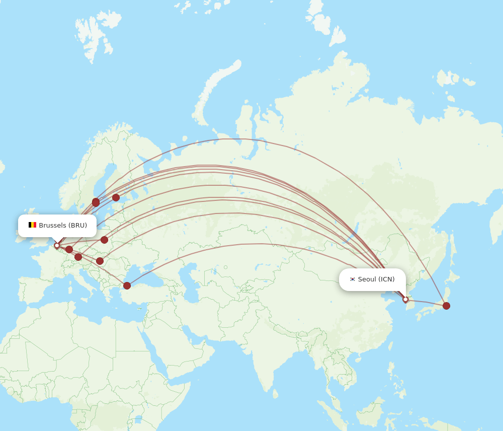 BRU-ICN flight routes