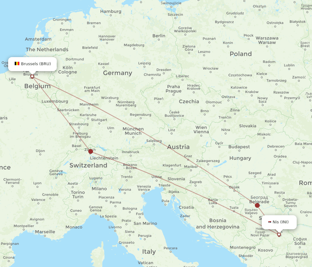 BRU-INI flight routes