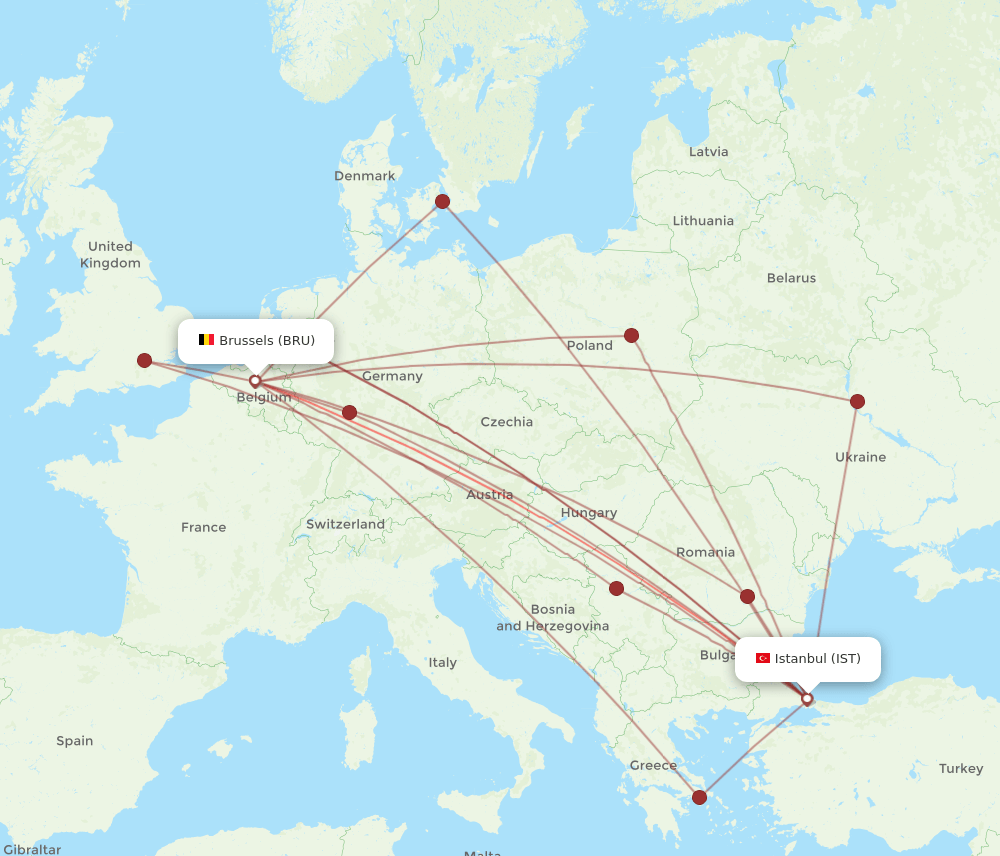 BRU-IST flight routes