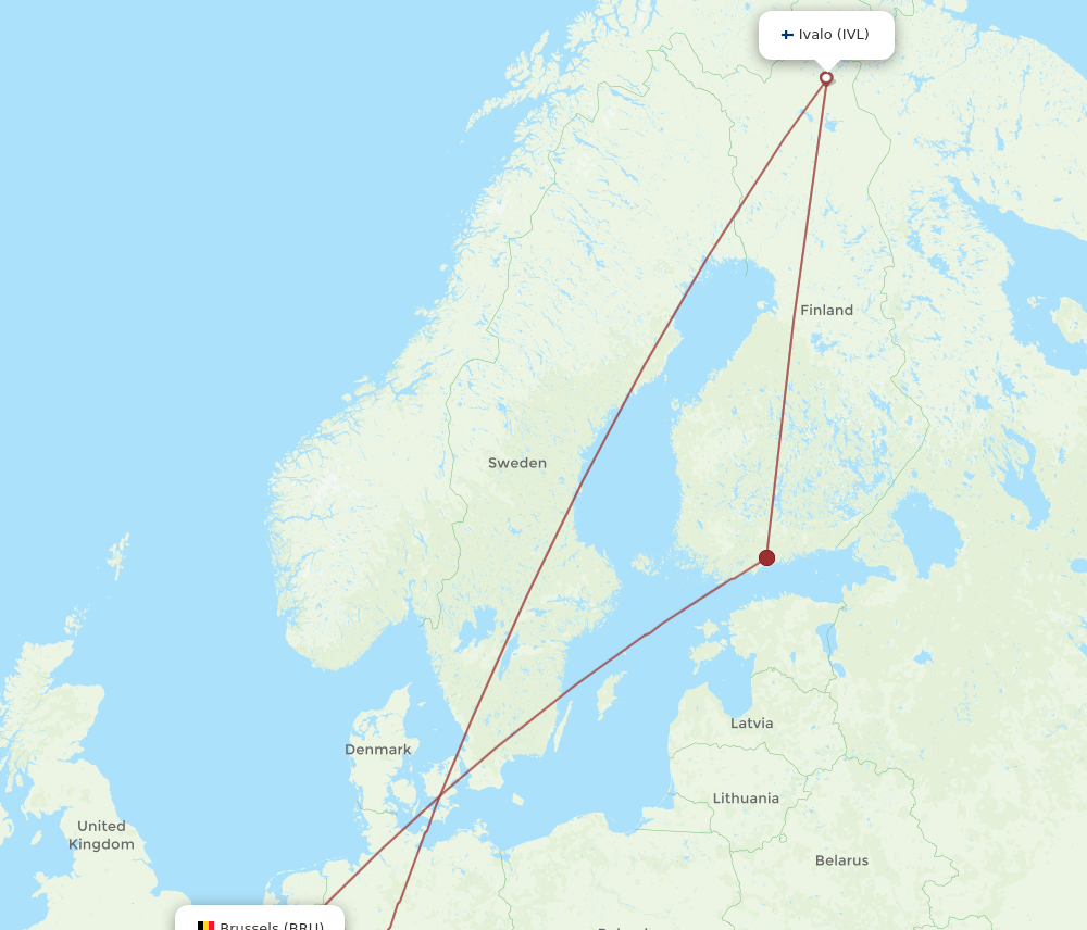BRU-IVL flight routes