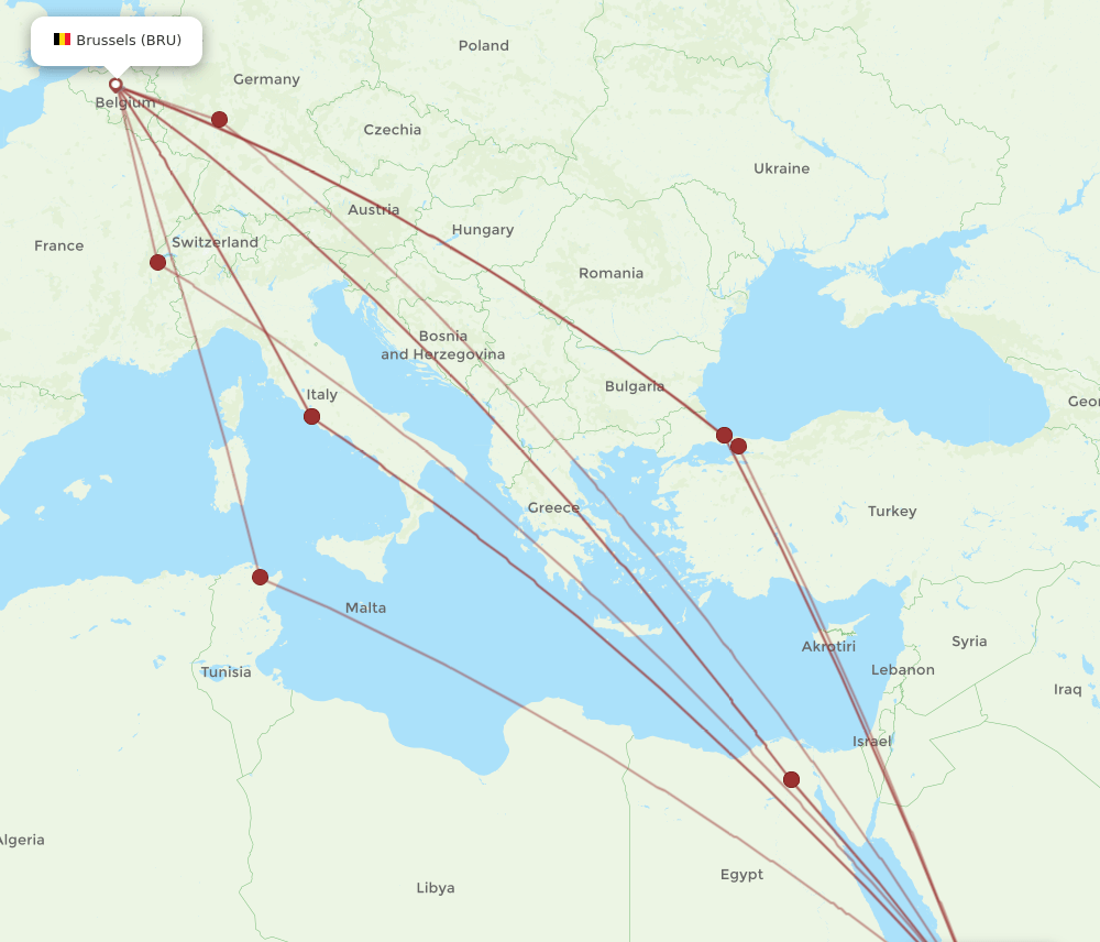 BRU-JED flight routes