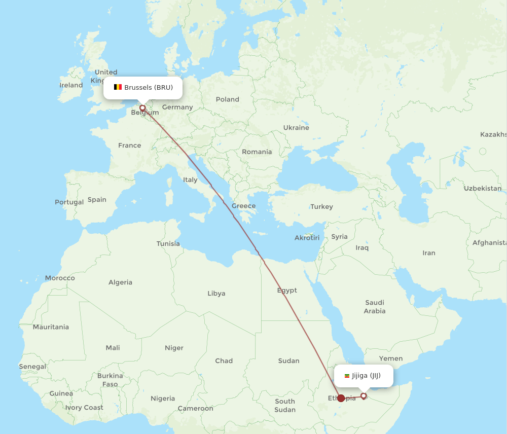 BRU-JIJ flight routes