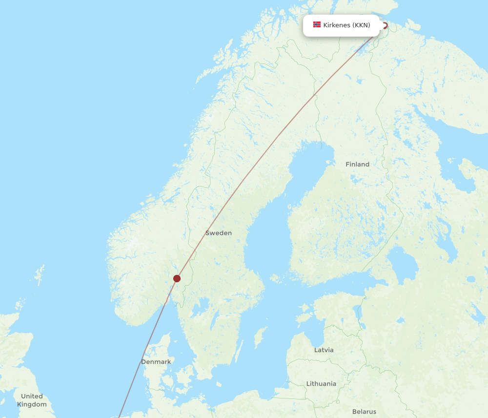 BRU-KKN flight routes