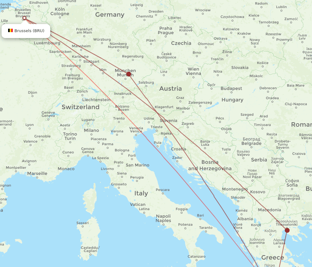 BRU-KLX flight routes