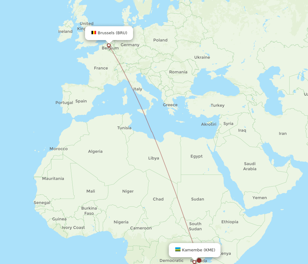BRU-KME flight routes