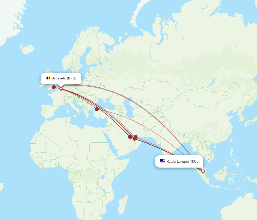 BRU-KUL flight routes