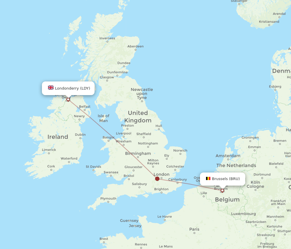 BRU-LDY flight routes