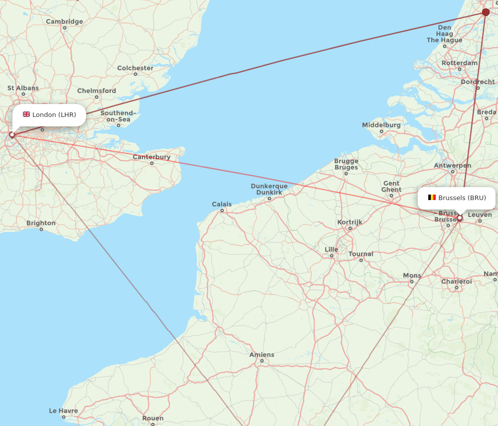 BRU to LHR flights and routes map