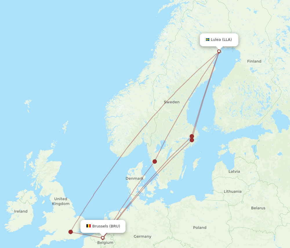 BRU-LLA flight routes