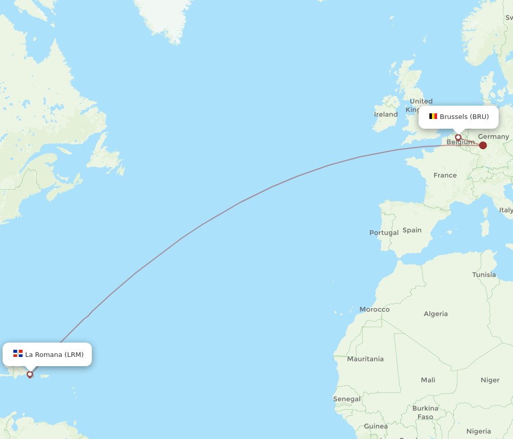 BRU-LRM flight routes