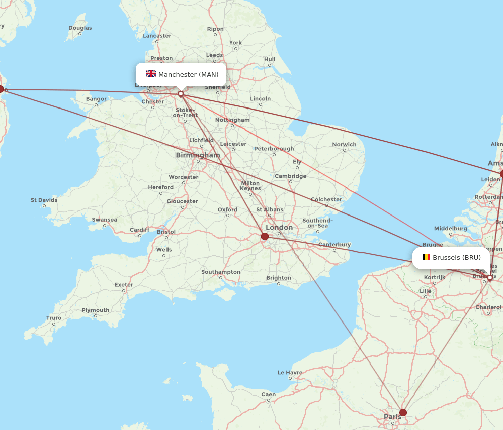 BRU-MAN flight routes