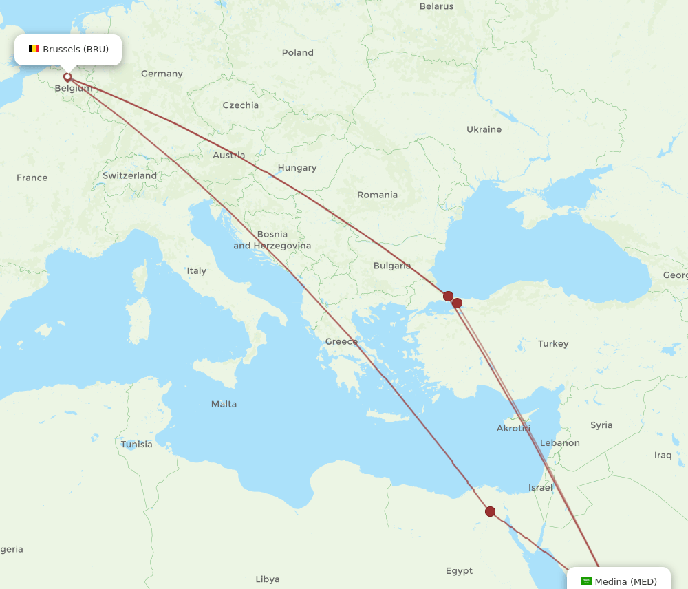 BRU-MED flight routes