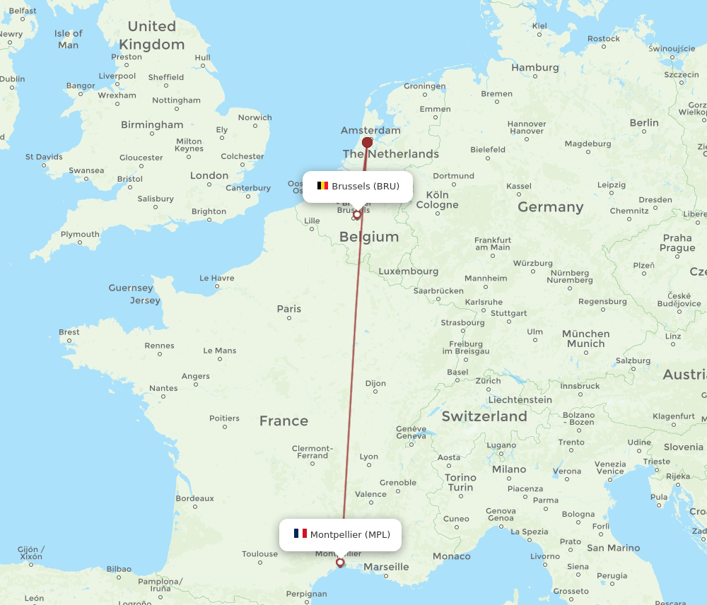 BRU-MPL flight routes