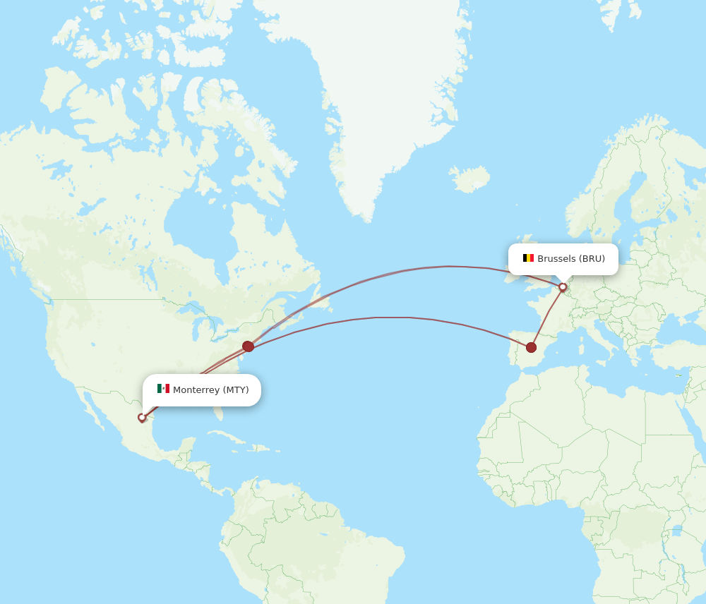 BRU-MTY flight routes