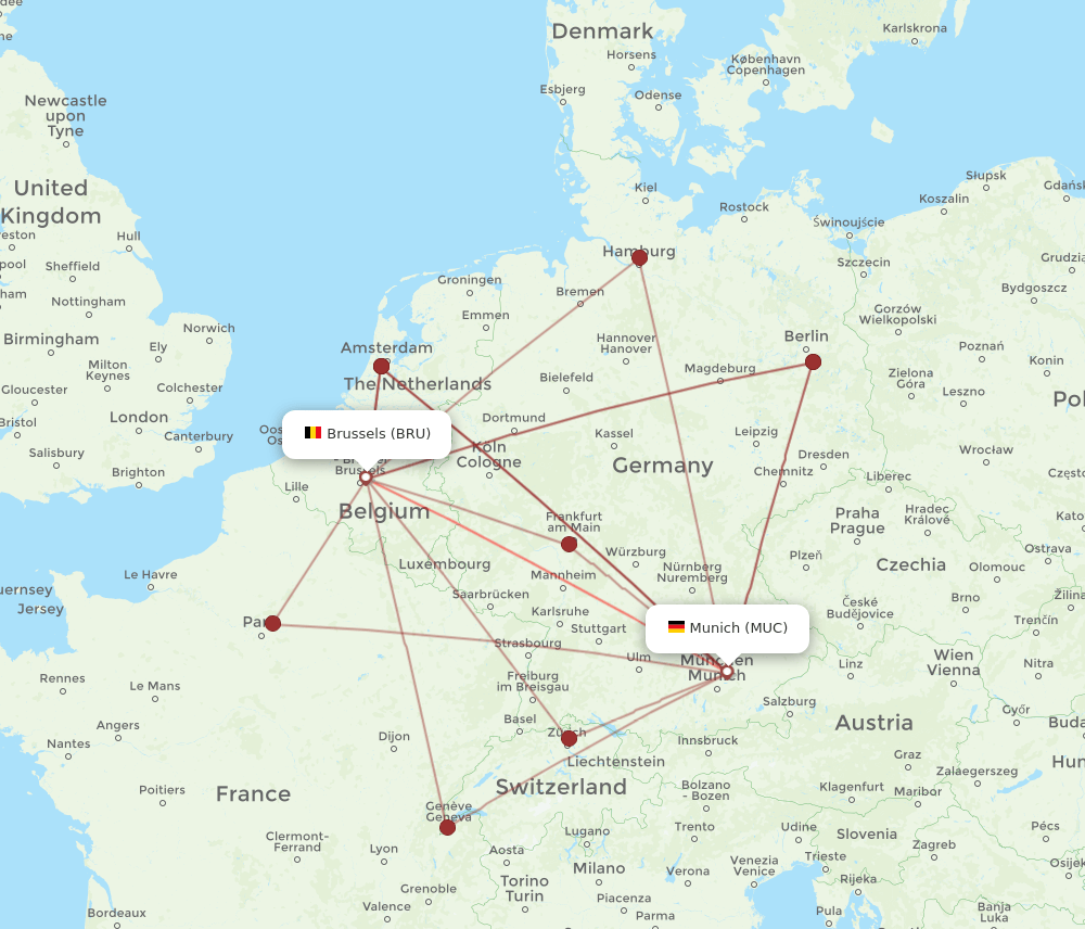 BRU to MUC flights and routes map