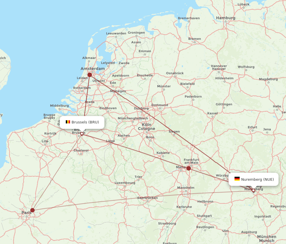 BRU-NUE flight routes