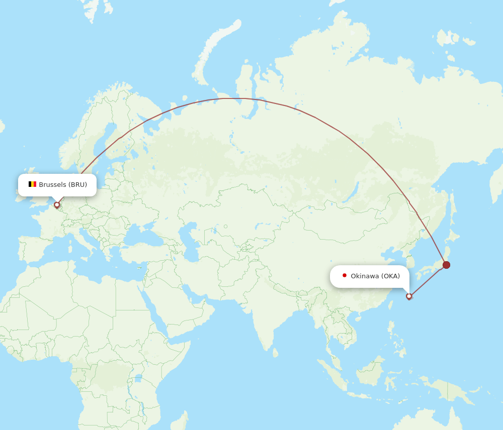 BRU-OKA flight routes