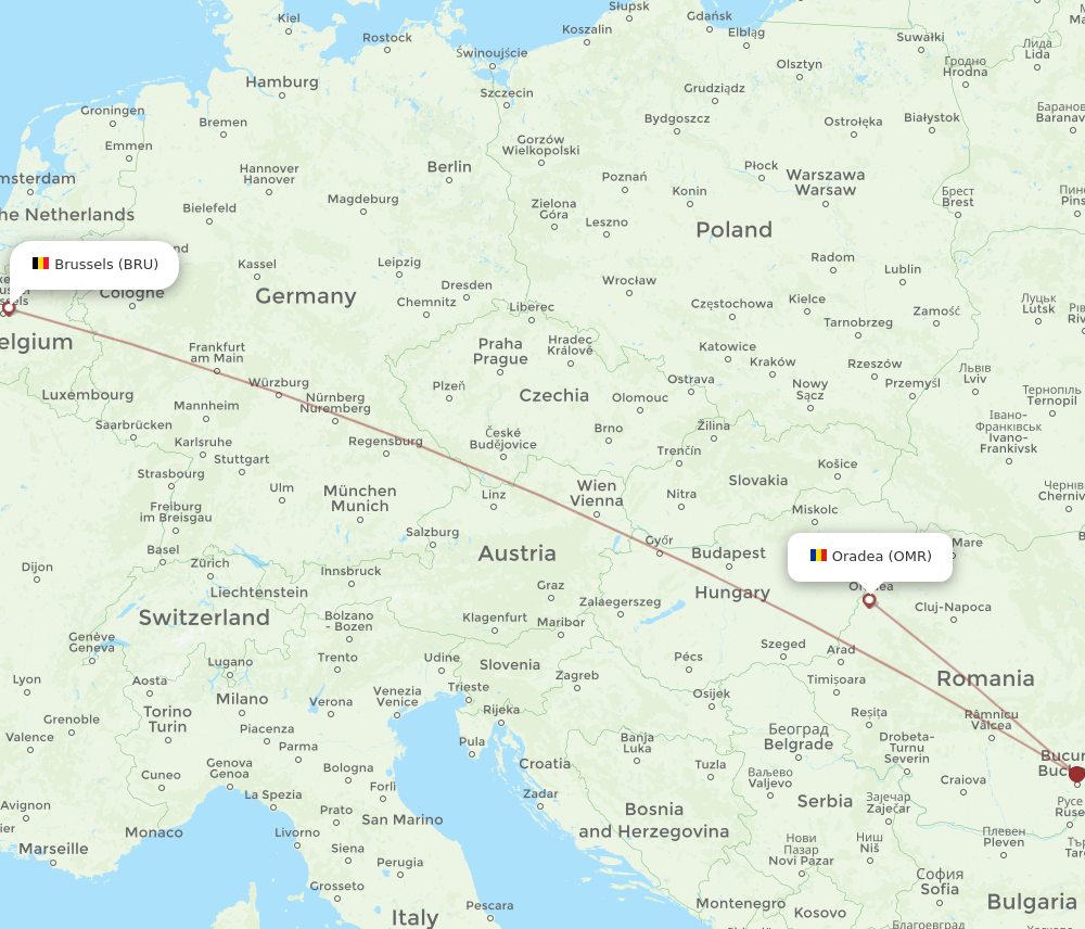 BRU-OMR flight routes