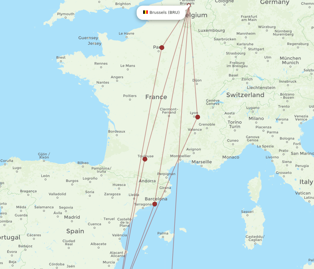 BRU-ORN flight routes