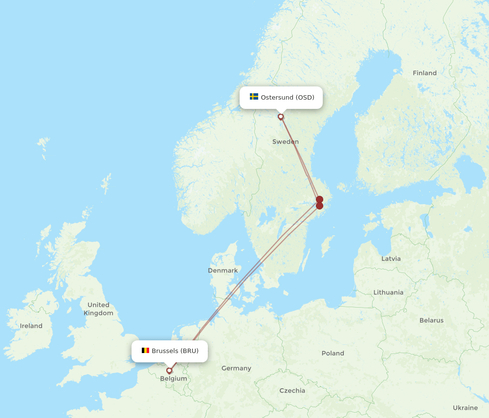 BRU-OSD flight routes
