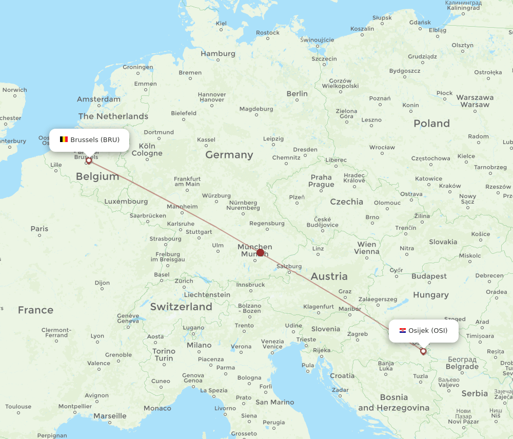 BRU-OSI flight routes