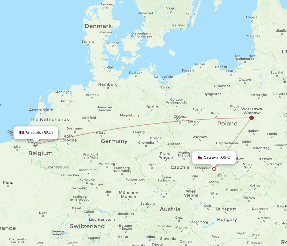 BRU-OSR flight routes