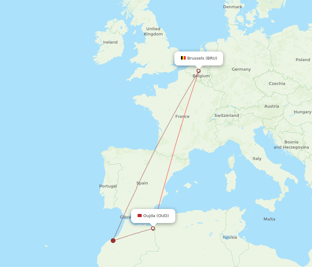 BRU-OUD flight routes