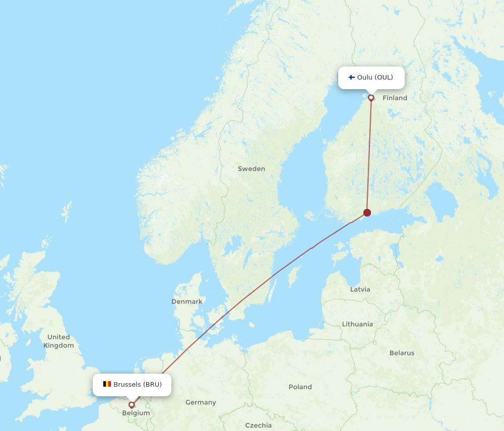BRU-OUL flight routes