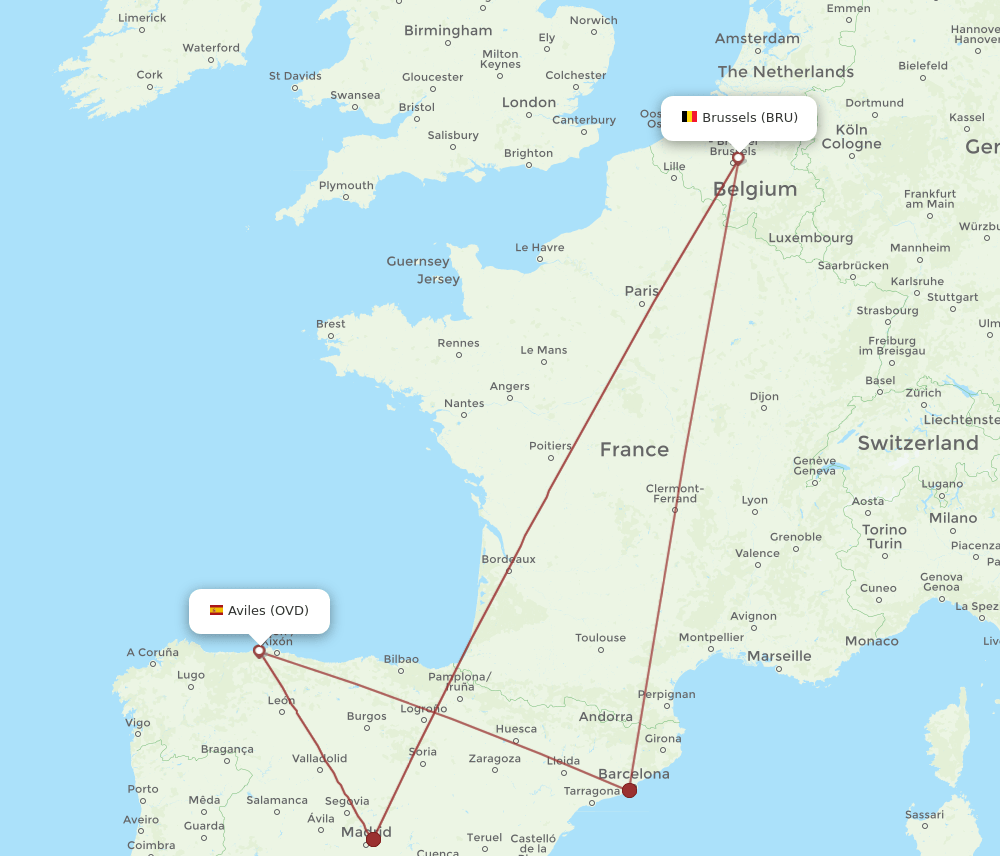 BRU-OVD flight routes