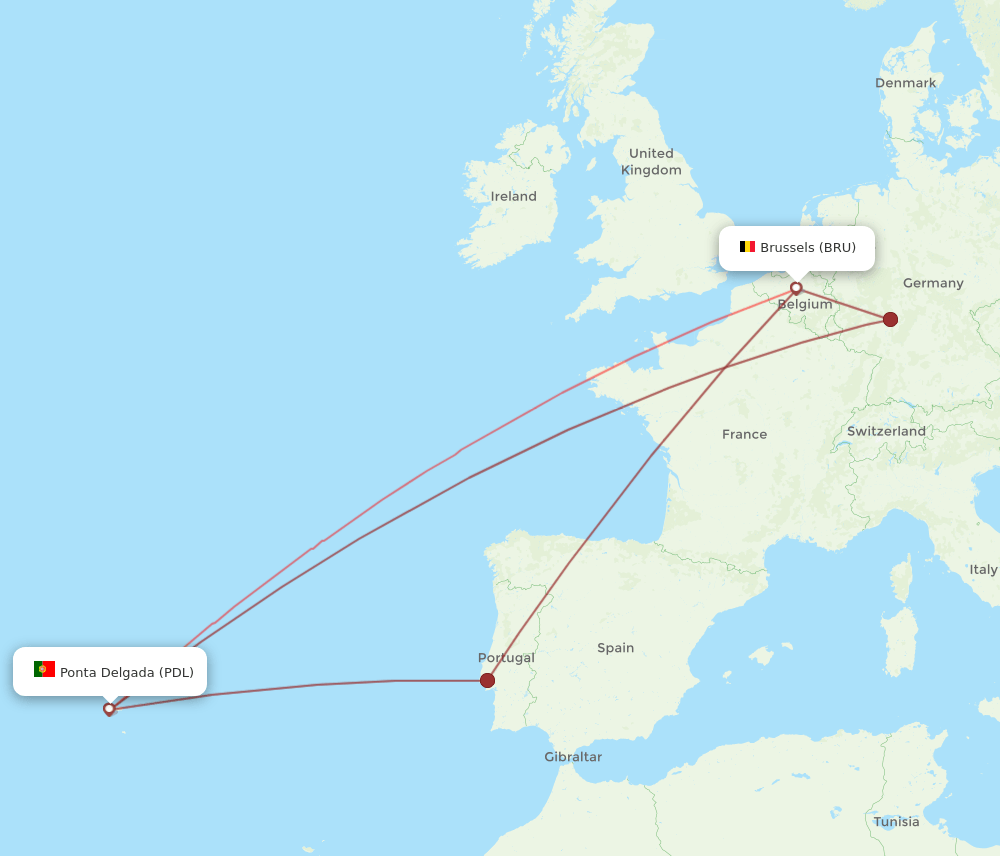 BRU-PDL flight routes