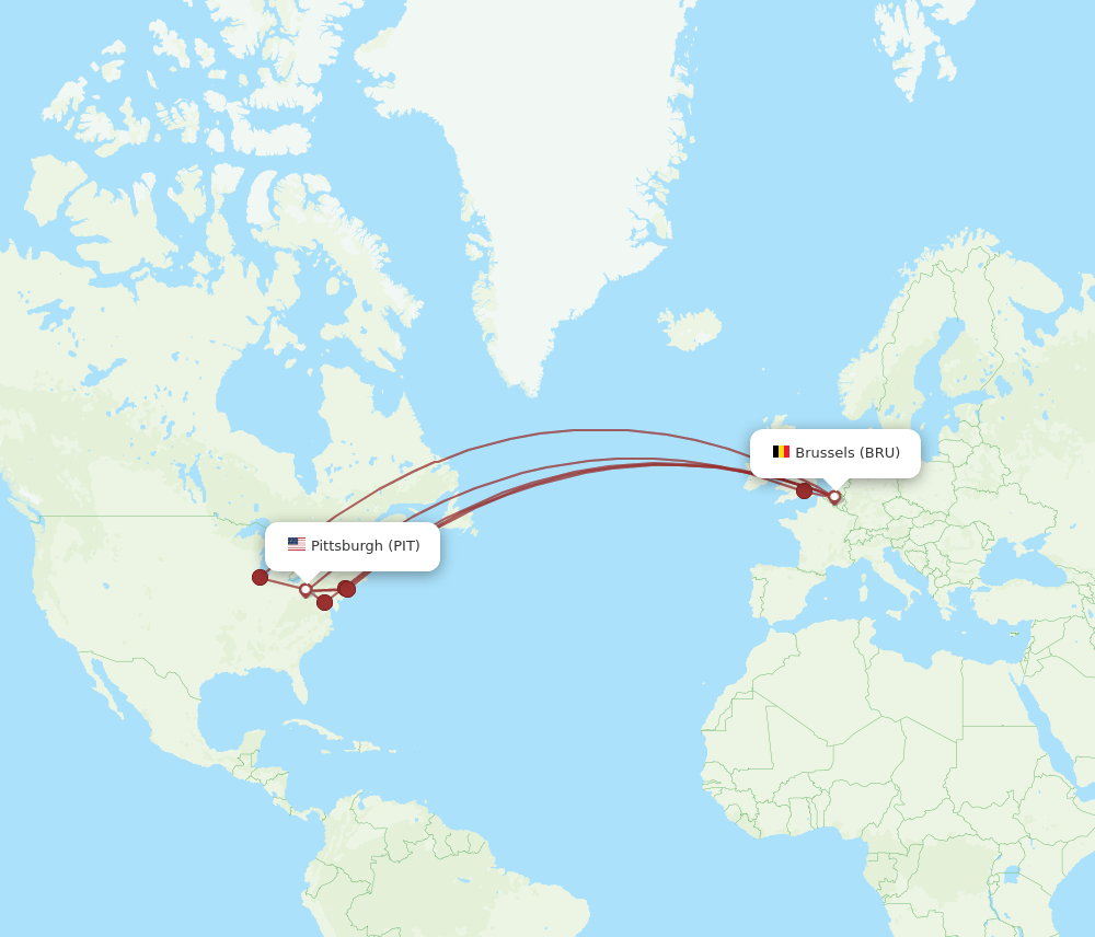 BRU-PIT flight routes