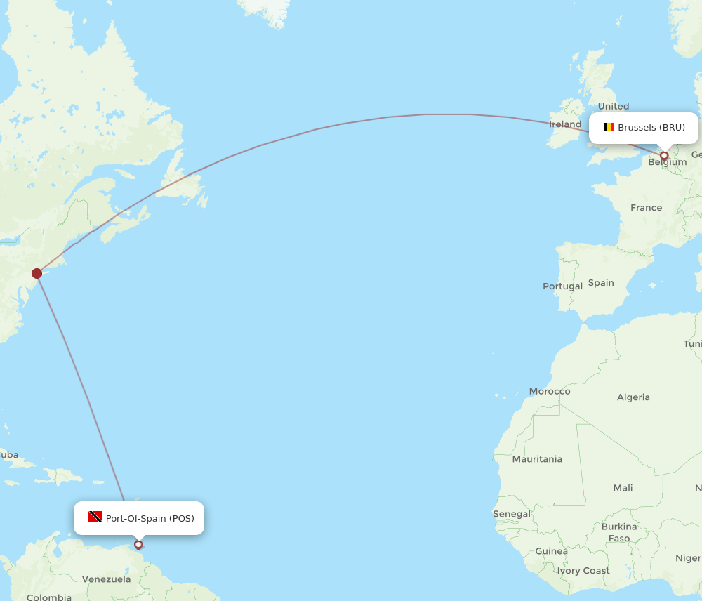 BRU-POS flight routes