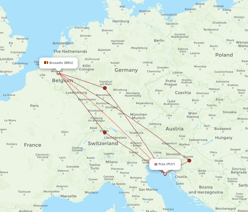 BRU-PUY flight routes