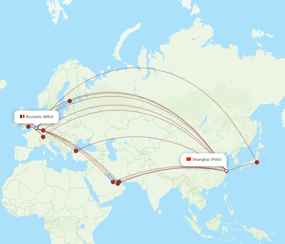 BRU-PVG flight routes