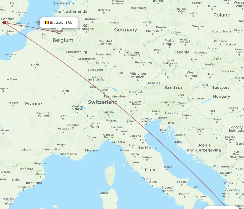 BRU-PVK flight routes