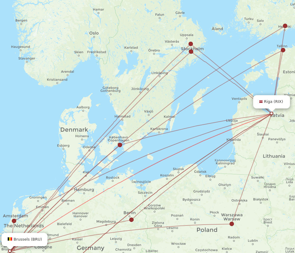 BRU-RIX flight routes