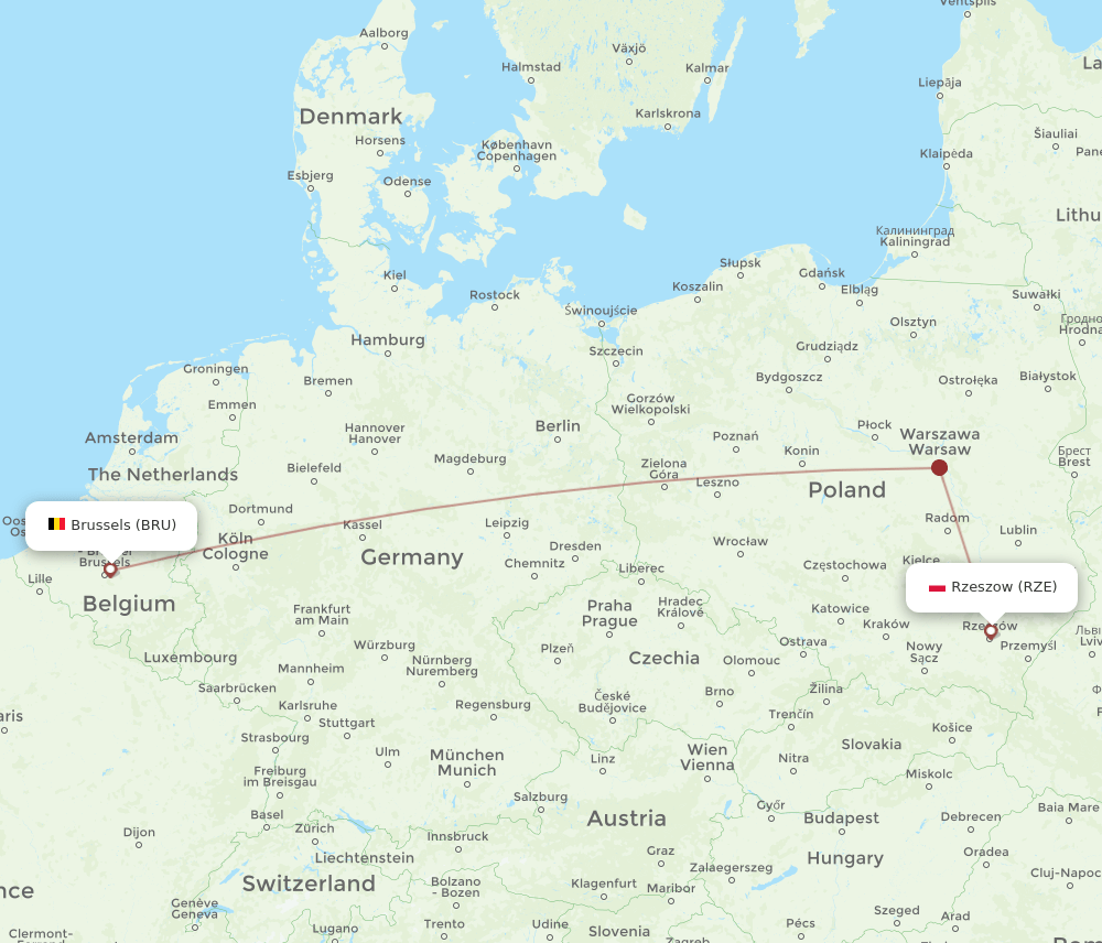 BRU-RZE flight routes