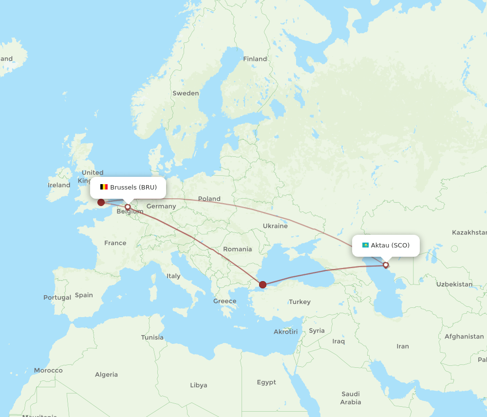 BRU-SCO flight routes