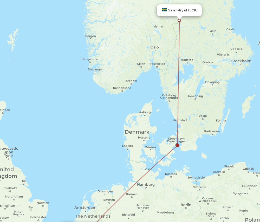 BRU to SCR flights and routes map