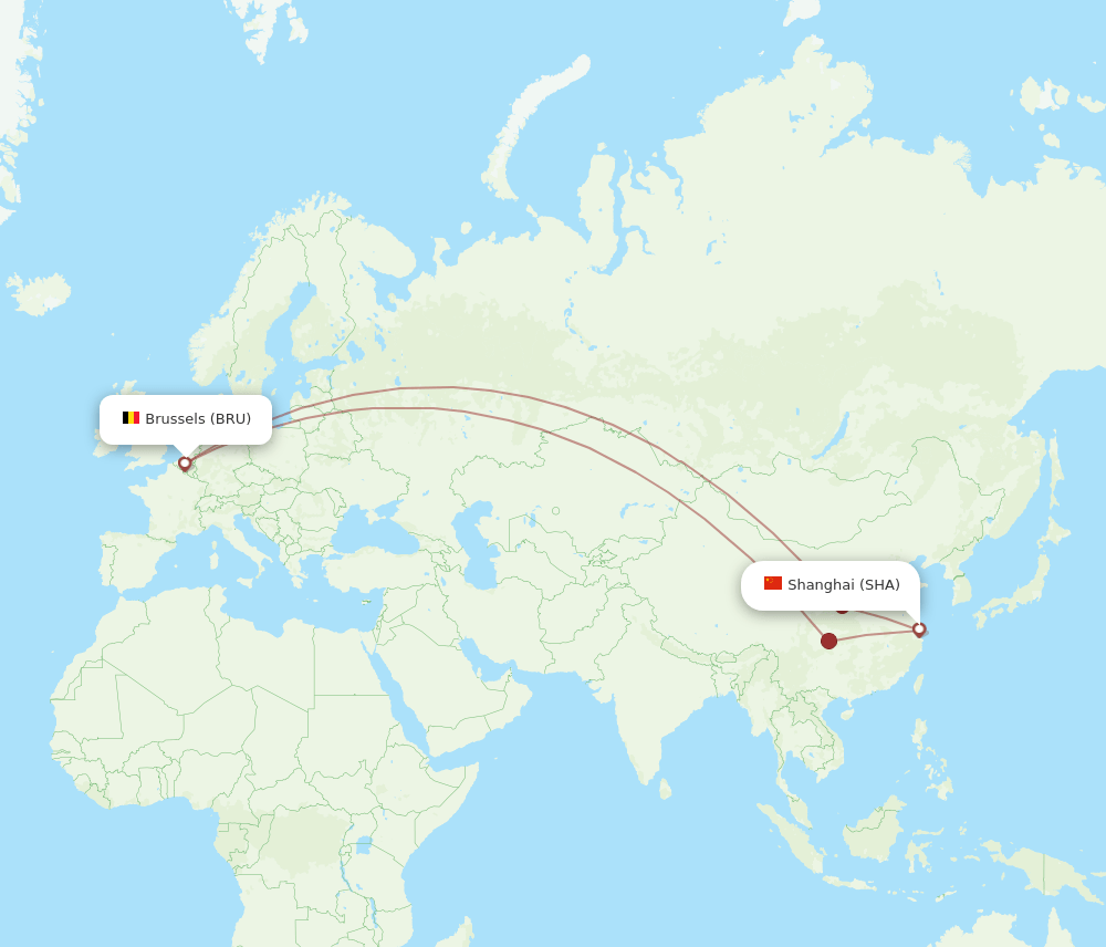 BRU to SHA flights and routes map